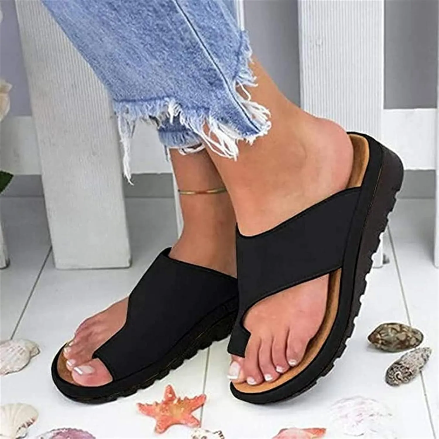 Ladmiple Sandals for Women Wedge,Womens 2023 Summer Comfy Slip-On Sandal Casual Beach Shoes Open Toe Espadrille Platform