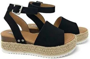 Ladmiple Wedge Sandals for Women Dressy Comfy Slip-On Ankle Buckle Sandals Summer Casual Beach Shoes Open Toe Platform