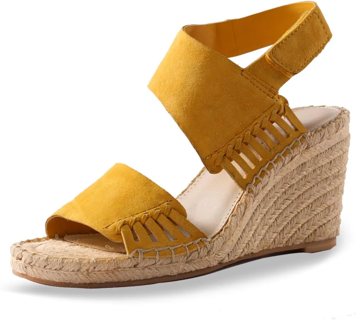 landing craft Platform Wedge Sandals for Women,Magenta Gold Red Black Yellow Espadrille Womens Wedge Sandals Open Toe Ankle Strap High Heel Wedges Summer Dressy Sandals -3.4Inch