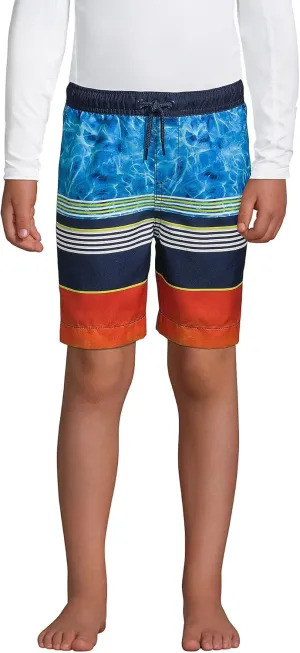 Lands' End Boys Husky Print Swim Trunks