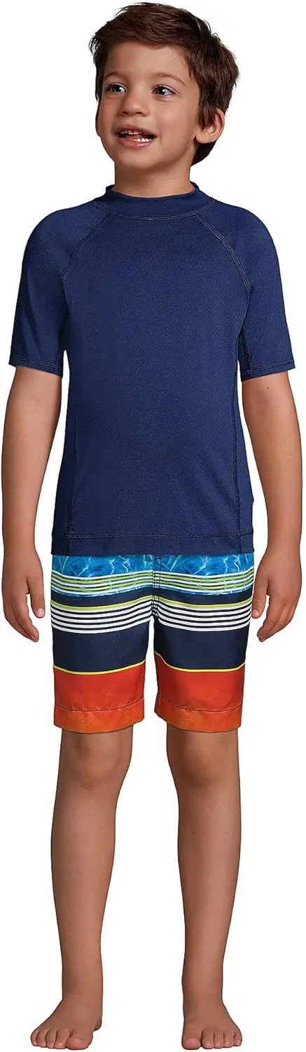 Lands' End Boys Husky Print Swim Trunks
