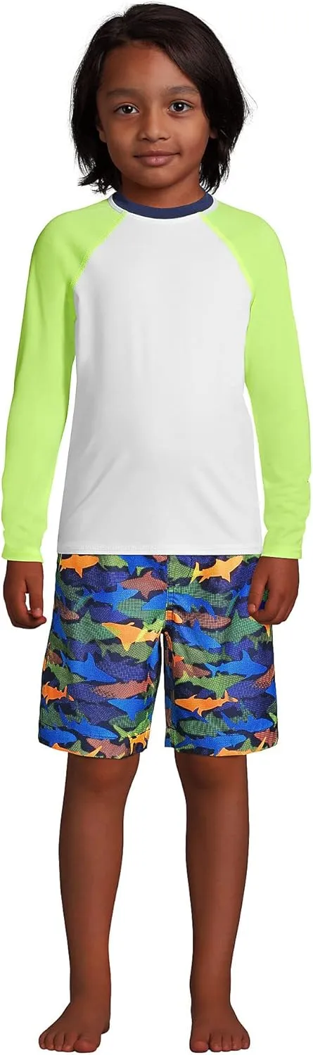 Lands' End Boys Husky Print Swim Trunks