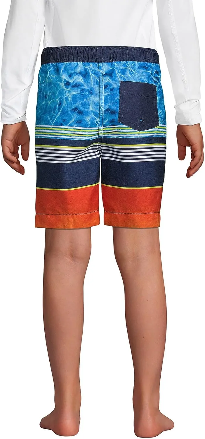 Lands' End Boys Husky Print Swim Trunks