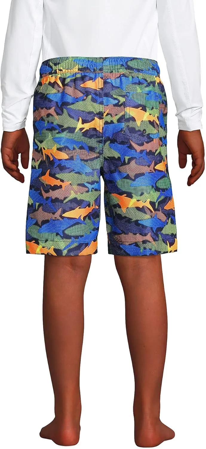 Lands' End Boys Husky Print Swim Trunks