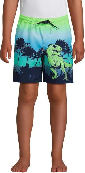 Lands' End Boys Husky Print Swim Trunks