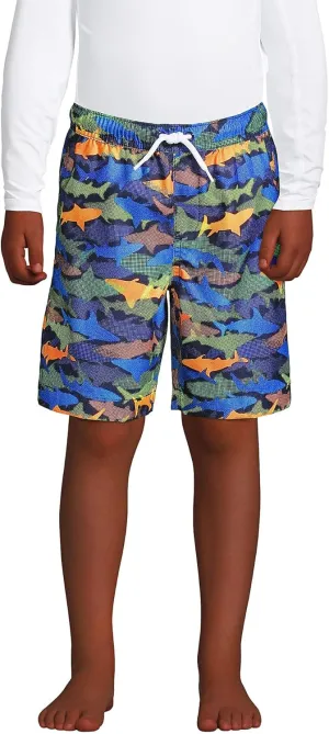 Lands' End Boys Husky Print Swim Trunks