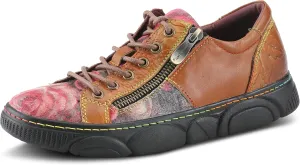 L'Artiste by Spring Step Women's Danli-Bloom Sneaker – Hand-Painted Leather Platform Shoes with Zipper & Lace-Up Closure, Removable Insole, Rainbow Stitching, Comfort Fit Black Multi EU 42/10.5-11