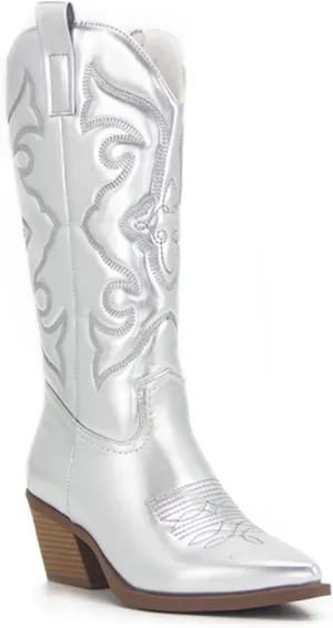 Lausiuoe Cowboy Boots For Women Mid Calf Cowgirl Western Boots Sunflower Embroidered Fashion Retro Classic Chunky Boots