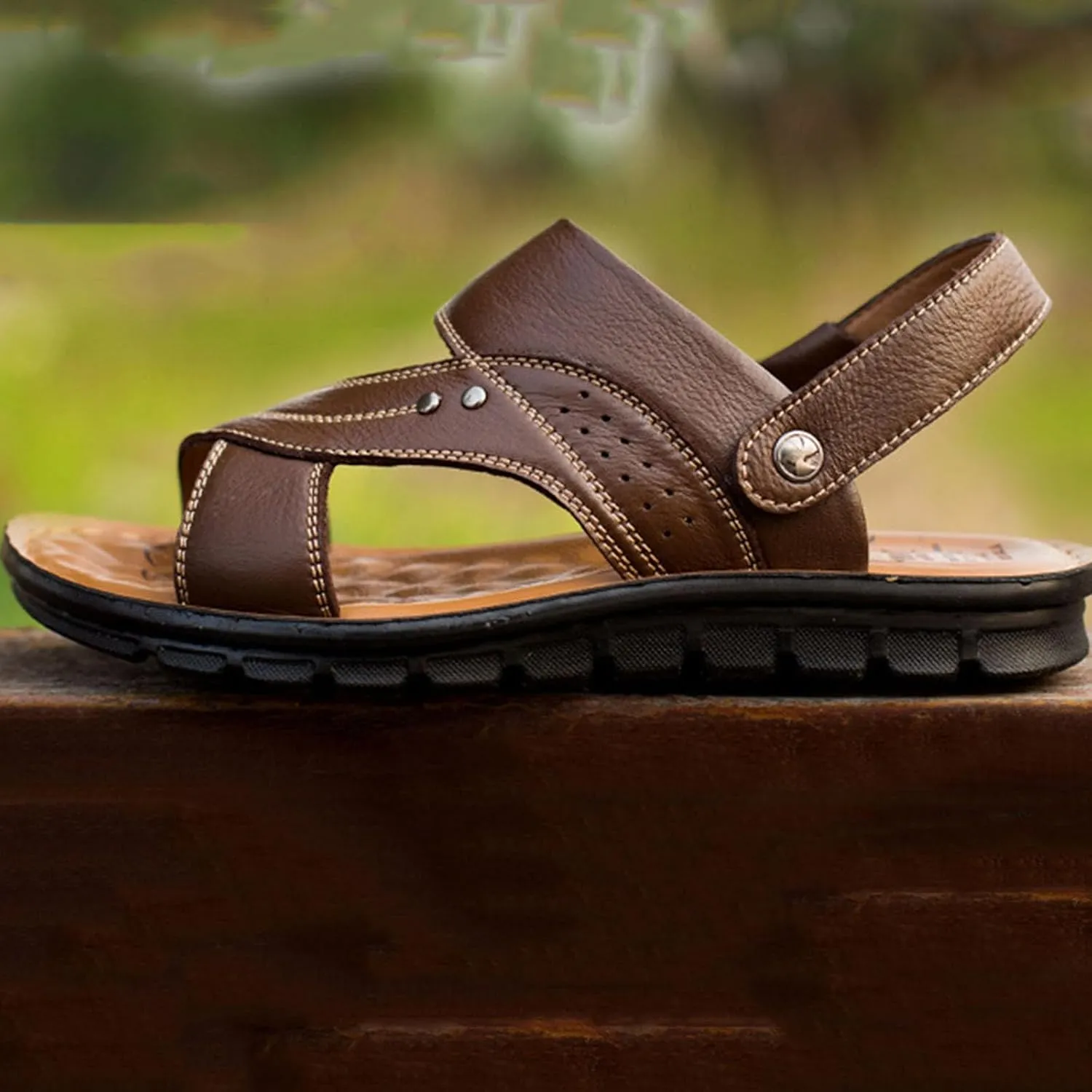 Leather Sandals for Men Soft Outdoor Sports Sandal Breathable Orthopedic Slippers with Non-Slip Sole Comfortable Shoes Footwear