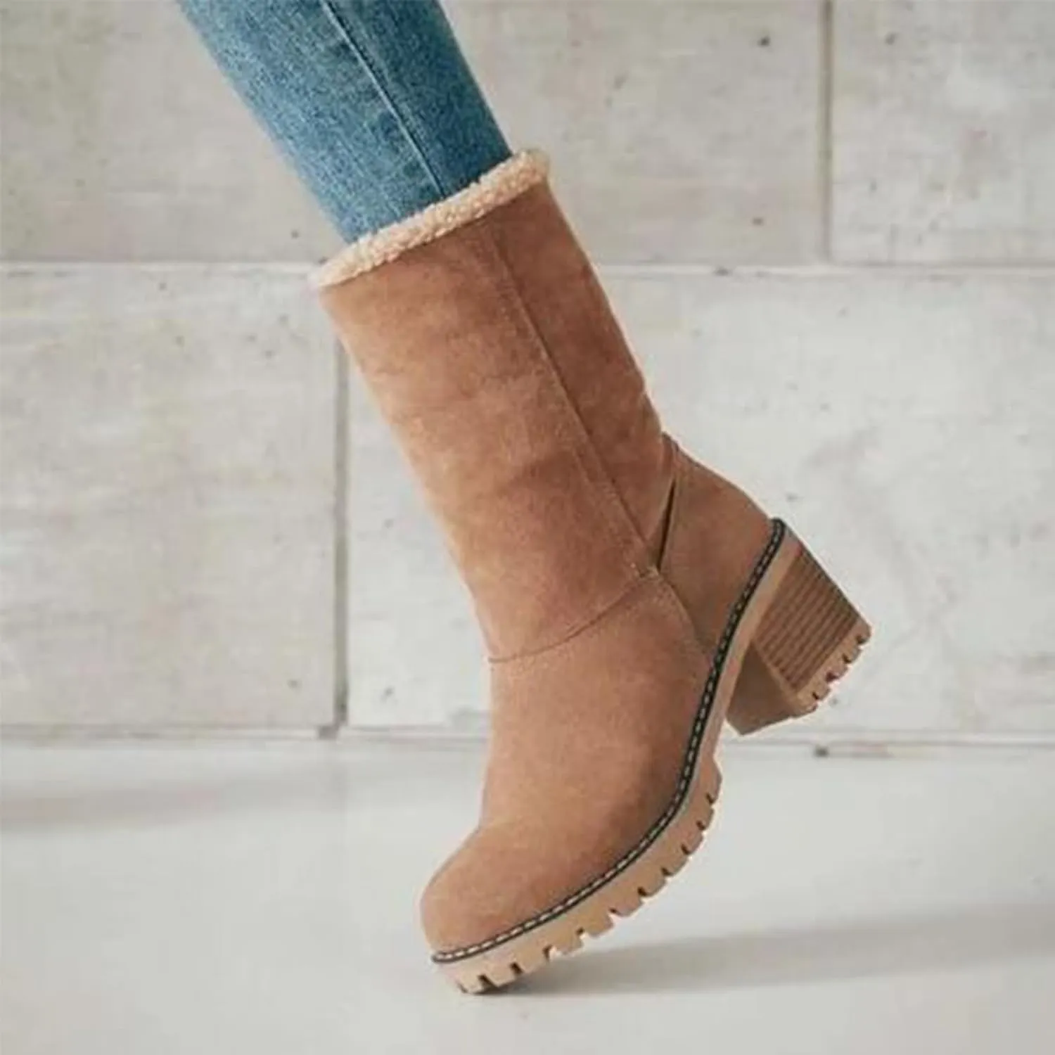 LELEBEAR Libiyi Boots, Libiyi Seniors' Chunky Heel Winter Boots, Libiyi Women's Chunky Heel Round Toe Snow Boots for Seniors