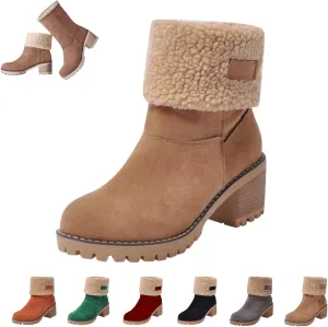 LELEBEAR Libiyi Boots, Libiyi Seniors' Chunky Heel Winter Boots, Libiyi Women's Chunky Heel Round Toe Snow Boots for Seniors