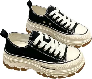 lilaBelle]Fashion Casual Thick Sole Canvas Sneakers for Students - Stylish White Sneakers for Spring, Perfect for Daily Wear and Active Lifestyle
