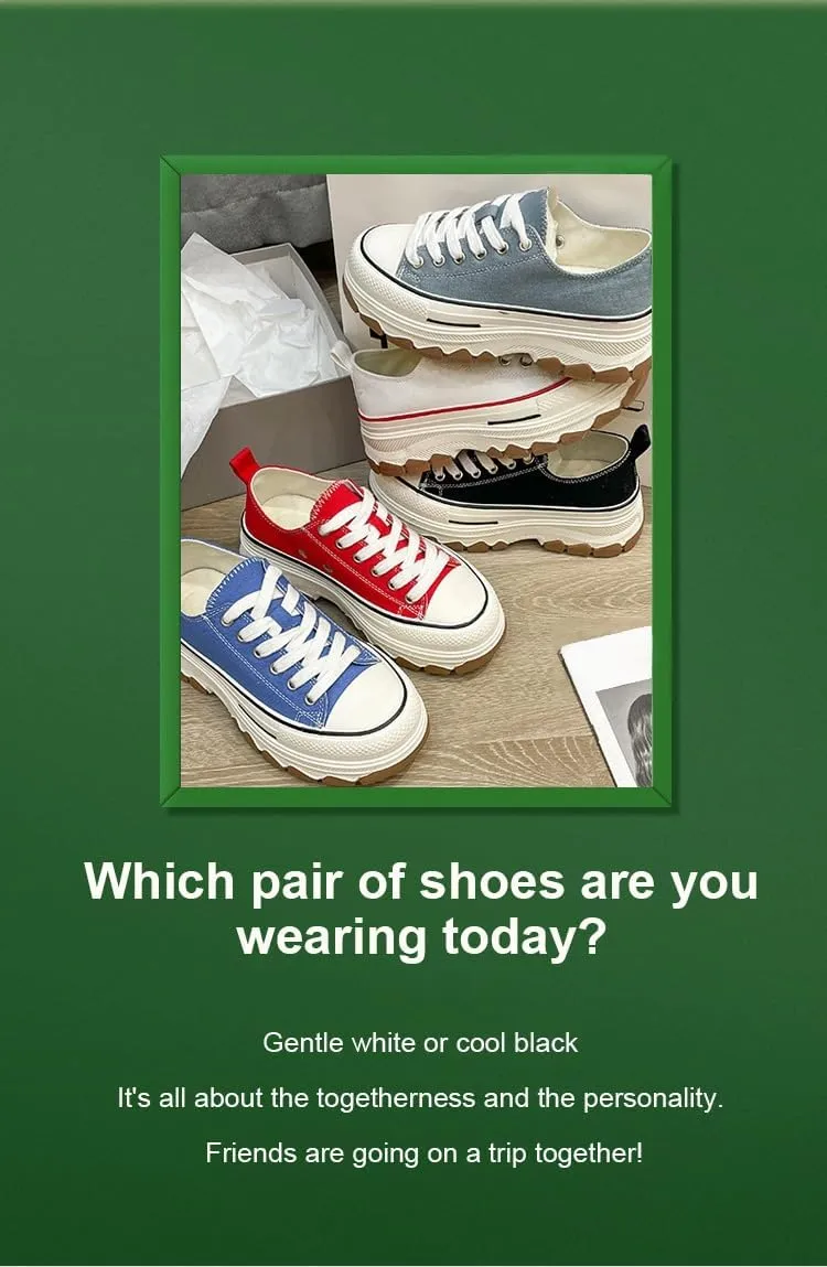 lilaBelle]Stylish Thick Sole White Canvas Shoes for Students - Trendy Casual Sneakers for Comfortable Spring Walks