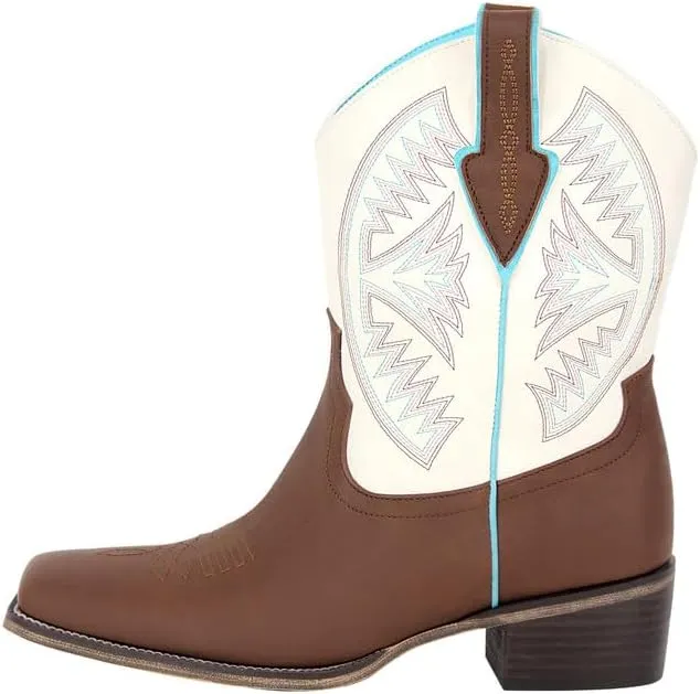 LISHAN Women's Square Toe Western Cowgirl Cowboy Boots