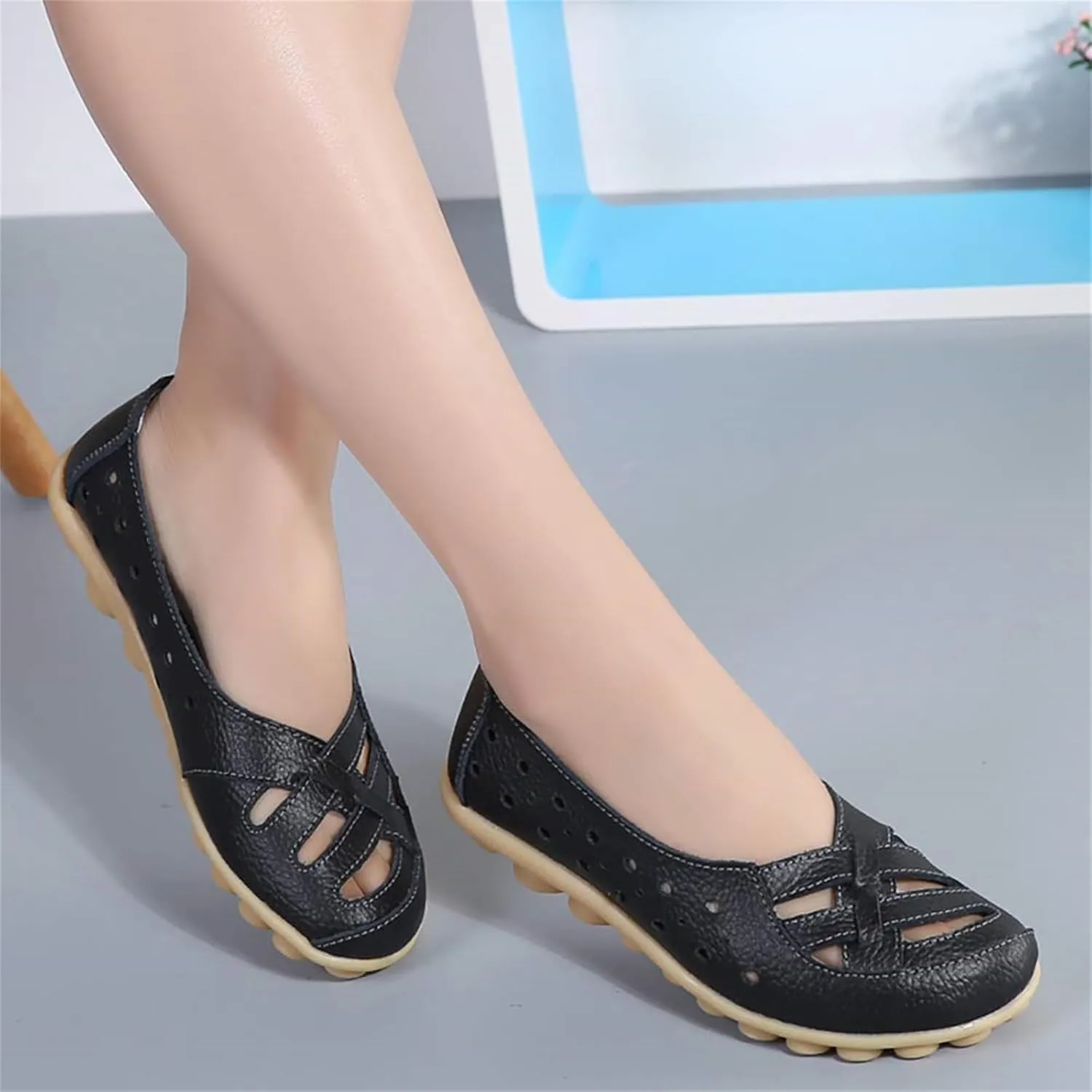 Loafer Casual Flats for Women Penny Comfort Slip On Shoes Wide Width Walking Orthopedic Loafers Comfortable Moccasins Breathable Lightweight Round Toe Nurse Loafer Driving Walking Flat Work Shoes