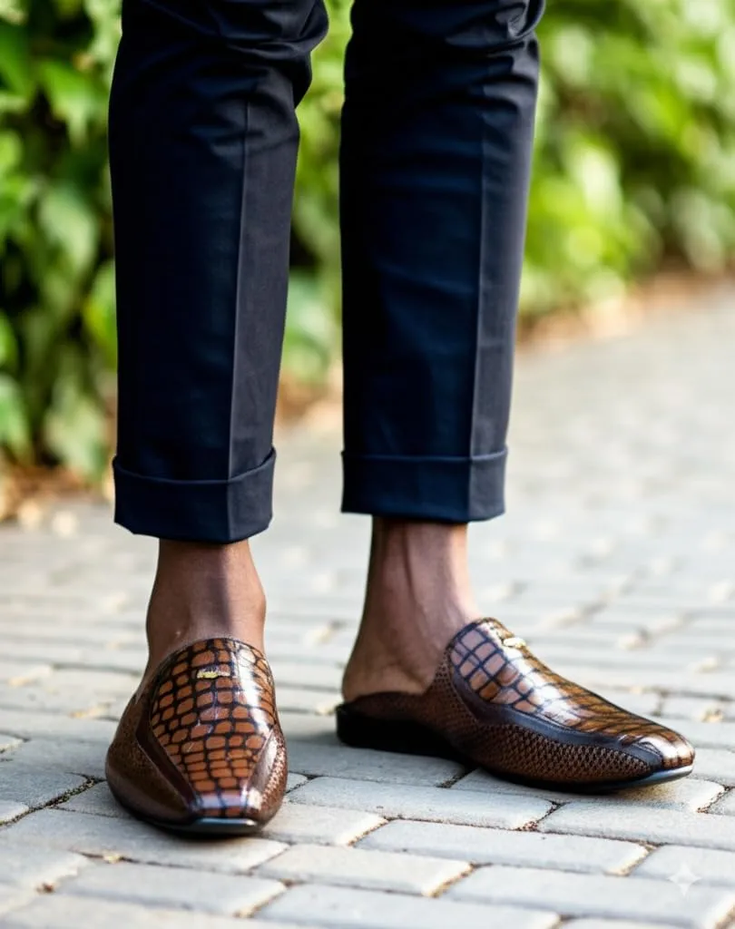 Loafer Mules for Men Casual Men's Dress Slip-on Mule Sandals Loafer Shoes, Leather Slippers with Buckle Formal Party Backless Sandals