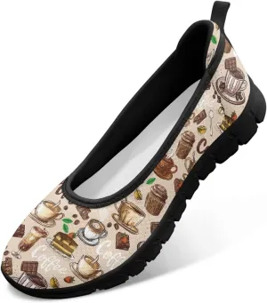 Low Cut Sneakers Casual Dressy Loafers for Women Comfortable Round Toe Soft Sneaker Food Print Athletic Slip-On Casual Walking Shoe