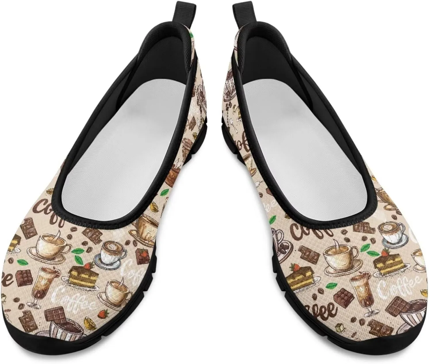 Low Cut Sneakers Casual Dressy Loafers for Women Comfortable Round Toe Soft Sneaker Food Print Athletic Slip-On Casual Walking Shoe
