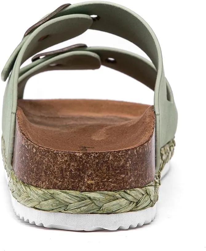Lryweisy Women Suede Sandals Cork Sandals Comfortable Espadrilles Platform with Arch Support