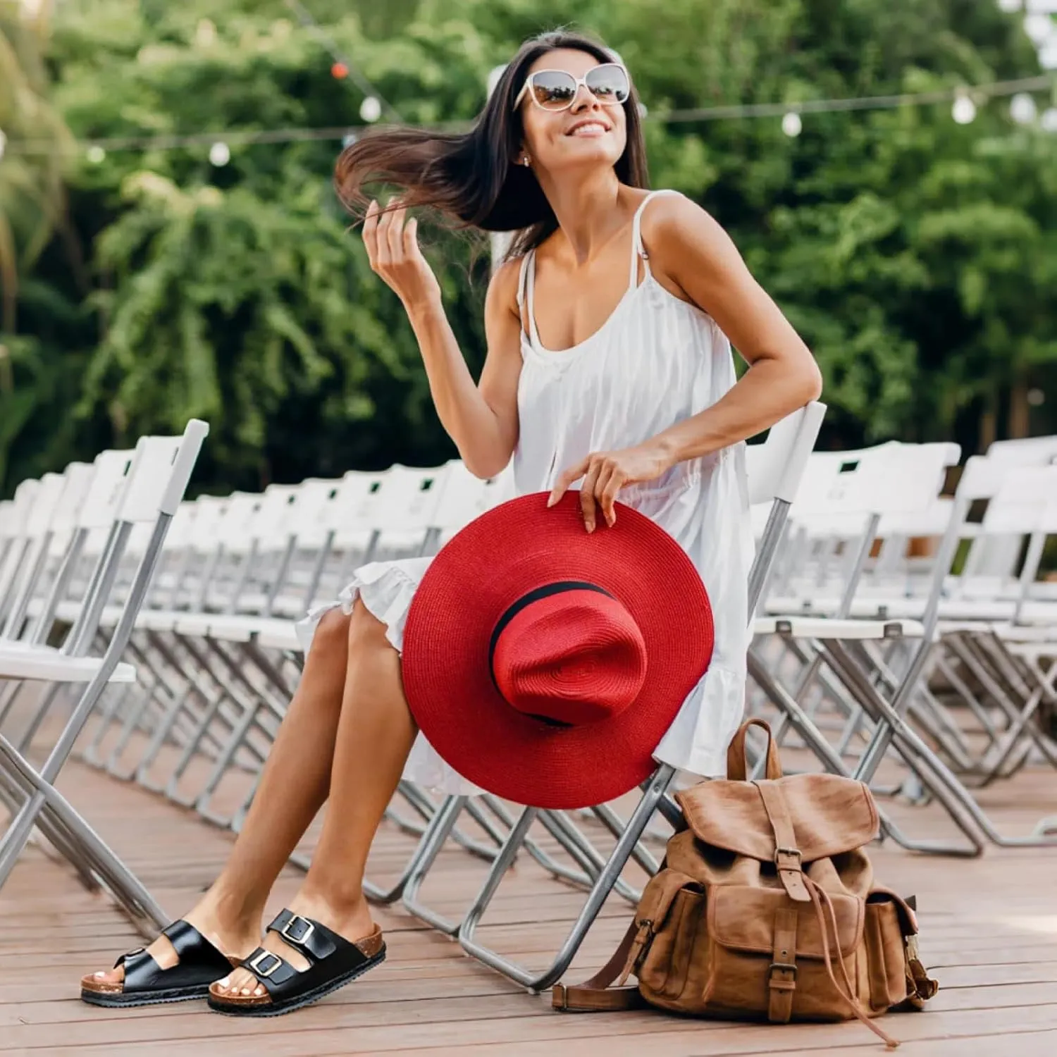 Lryweisy Women Suede Sandals Cork Sandals Comfortable Espadrilles Platform with Arch Support