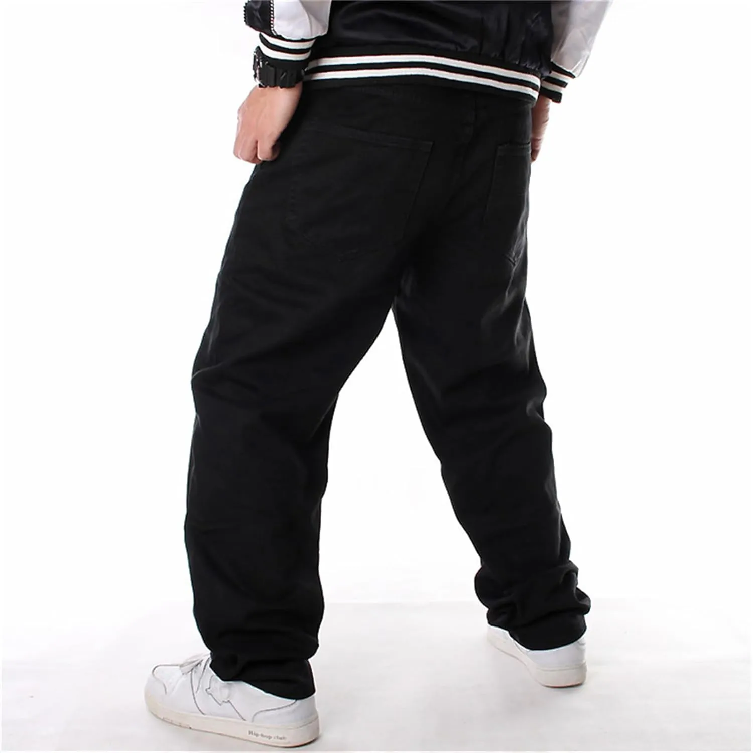 LUOBANIU Men's Black Baggy Jeans Hip Hop Loose fit 90s Vintage Cargo Denim Pants Fashion Dance Skater Skateboard Pants