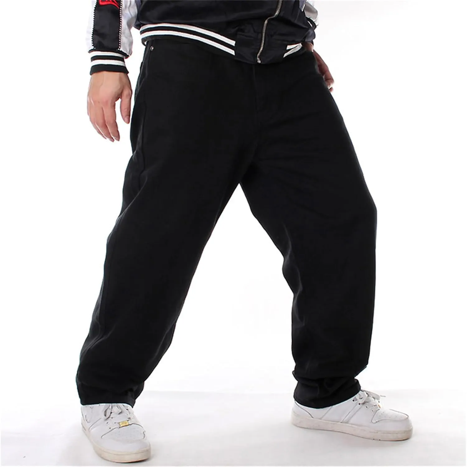 LUOBANIU Men's Black Baggy Jeans Hip Hop Loose fit 90s Vintage Cargo Denim Pants Fashion Dance Skater Skateboard Pants