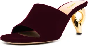 Maiyang Women Chic Mid Heel Slip on Velvet Mules Open Toe Slide Sandals Stylish Summer Casual Dress Shoes Size 4-16 US
