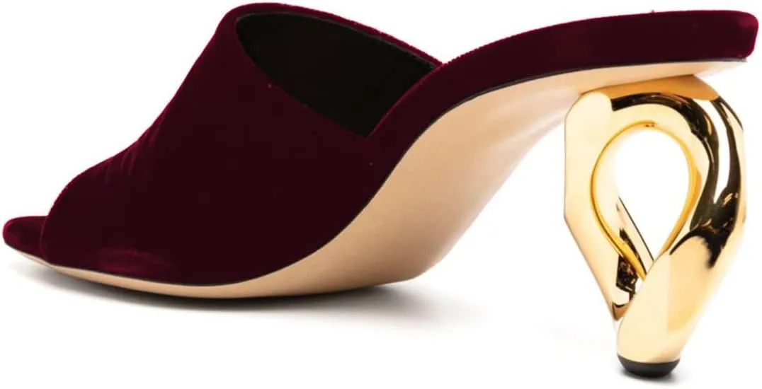 Maiyang Women Chic Mid Heel Slip on Velvet Mules Open Toe Slide Sandals Stylish Summer Casual Dress Shoes Size 4-16 US
