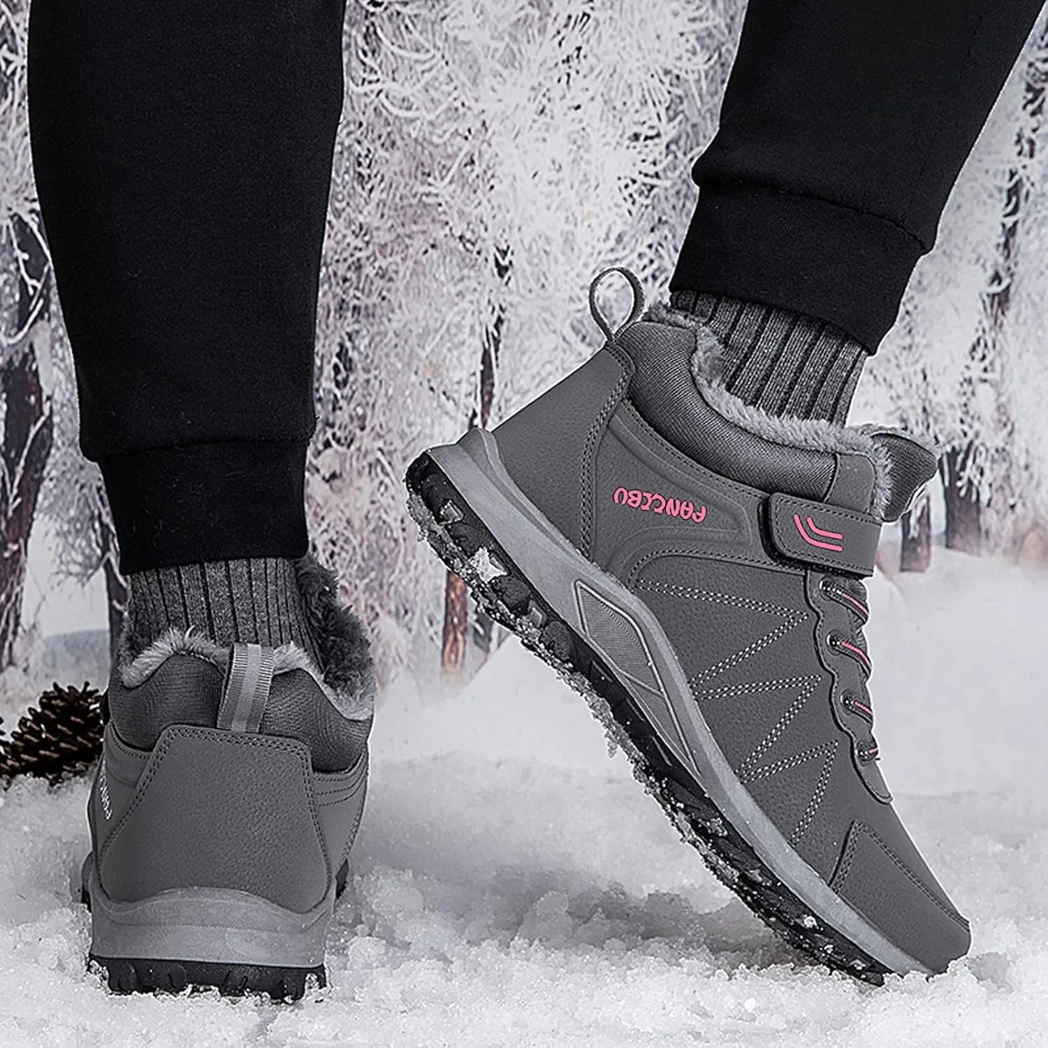 MAIZUN Snow Boots for Women Warm Fur lined Winter Boots Anti-Slip Comfortable Ankle Boots Cold Weather Boot