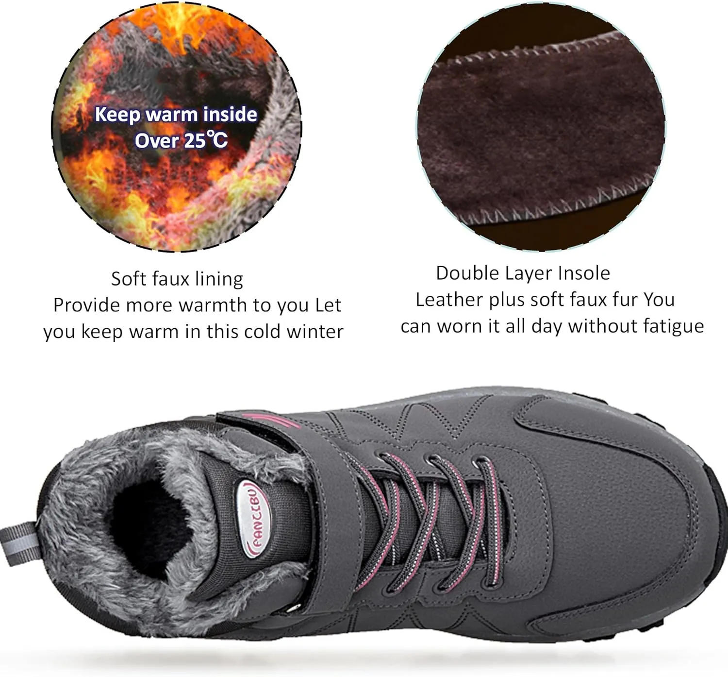 MAIZUN Snow Boots for Women Warm Fur lined Winter Boots Anti-Slip Comfortable Ankle Boots Cold Weather Boot