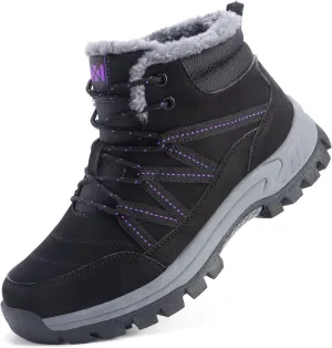 MAIZUN Women’s Snow Boots Warm Fur Lined Ankle Boots Lace-Up Anti-slip Cold-Resistant Comfor Winter Boots Outdoor Walking Shoes