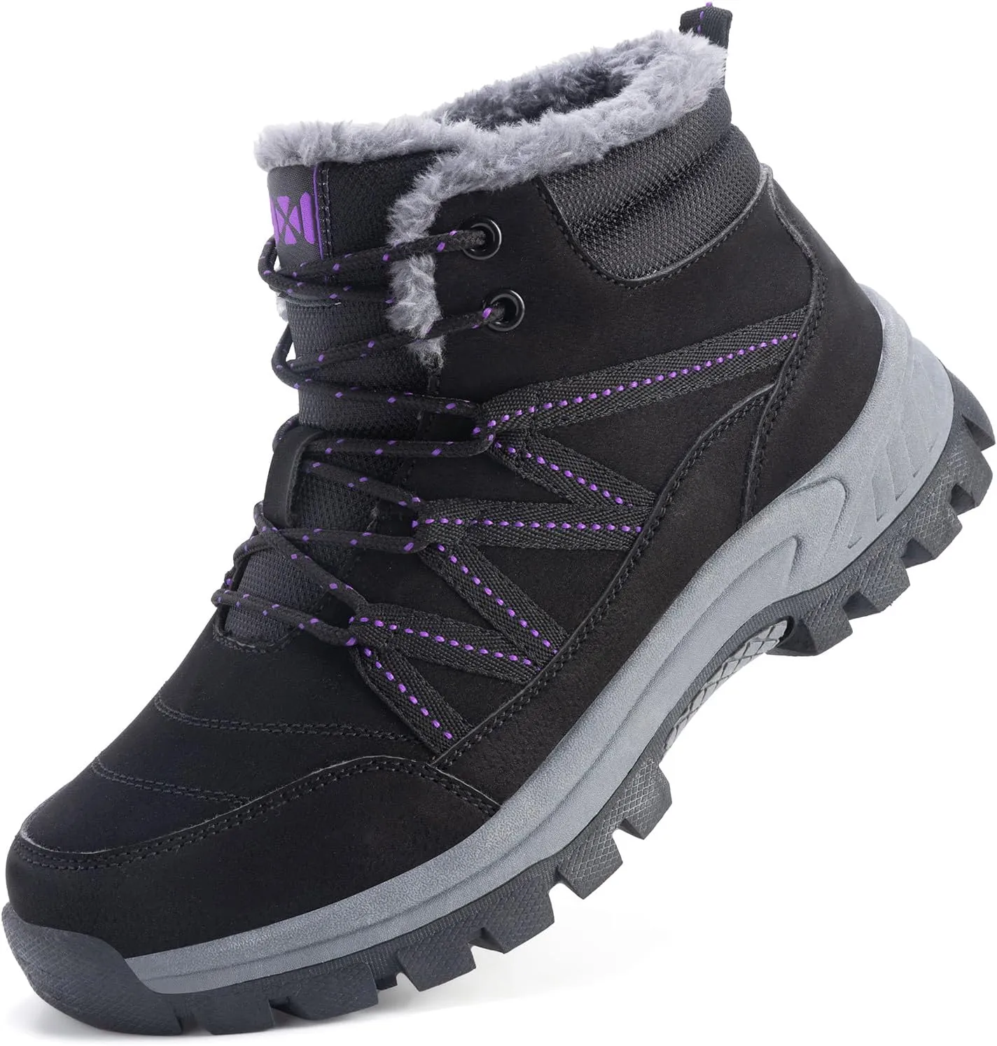 MAIZUN Women’s Snow Boots Warm Fur Lined Ankle Boots Lace-Up Anti-slip Cold-Resistant Comfor Winter Boots Outdoor Walking Shoes