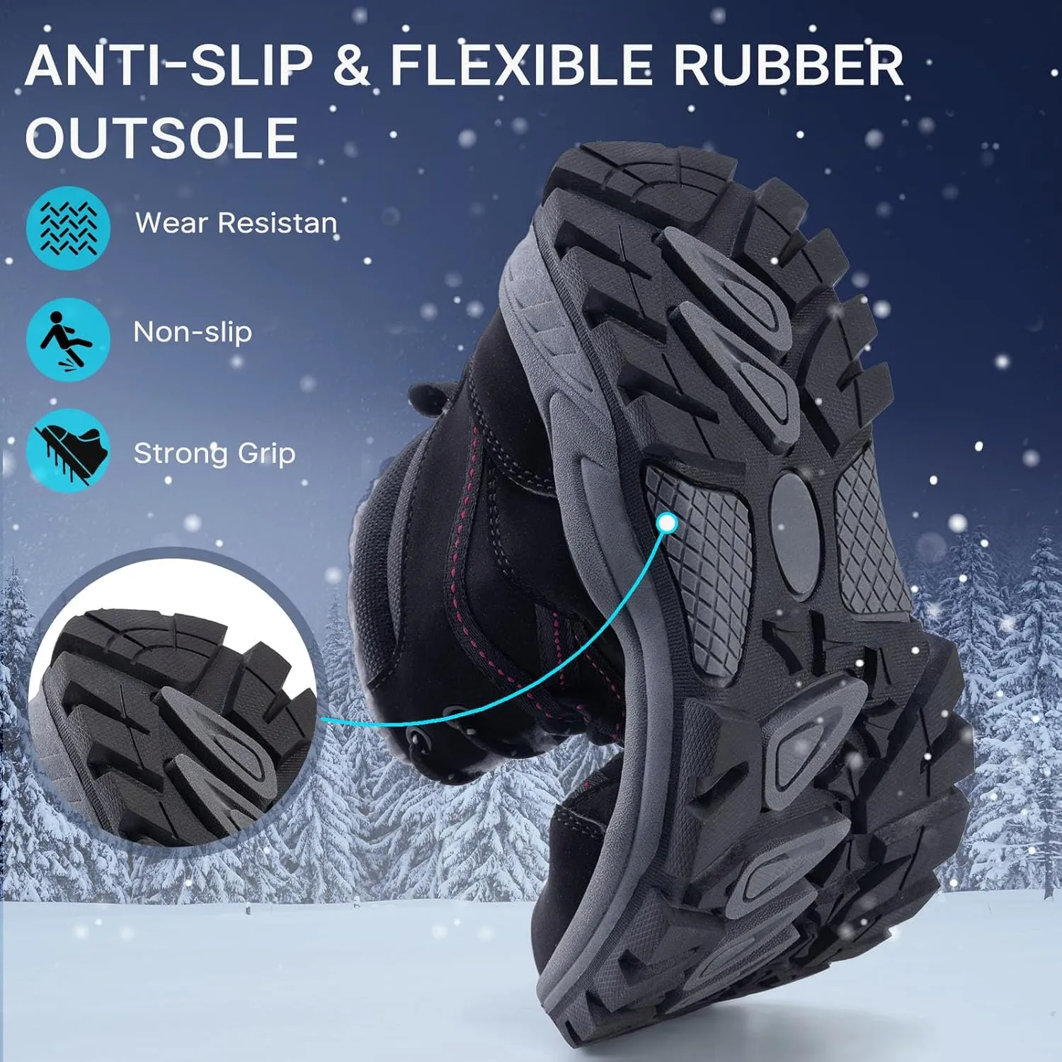 MAIZUN Women’s Snow Boots Warm Fur Lined Ankle Boots Lace-Up Anti-slip Cold-Resistant Comfor Winter Boots Outdoor Walking Shoes