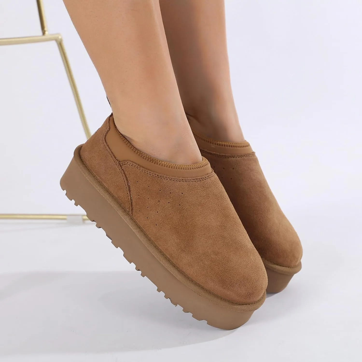 Mel&Syd 100% Australian Sheepskin Ultra Mini Boots for Women - Waterproof Shearling Lined Platform Snow Boots - Ankle High Barefoot Cozy Fur Short Ladies Winter Boots With Memory Foam Shoes Outdoor