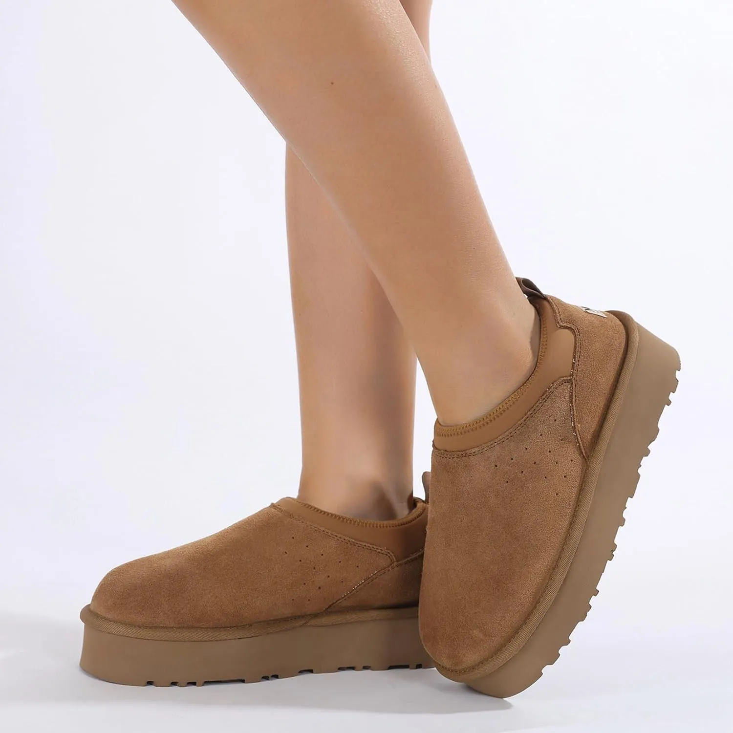 Mel&Syd 100% Australian Sheepskin Ultra Mini Boots for Women - Waterproof Shearling Lined Platform Snow Boots - Ankle High Barefoot Cozy Fur Short Ladies Winter Boots With Memory Foam Shoes Outdoor