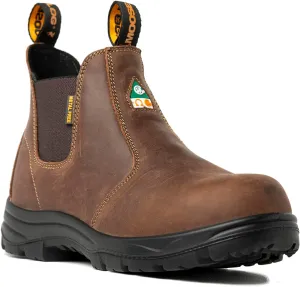 Men's ASTM & CSA Certified Composite Toe Chelsea Work Boots – 100% Leather, Lightweight, I/C/EH/PR/ESR, Oil/Slip/Heat Resistant, Rubber Outsole, Safety Boots 5666