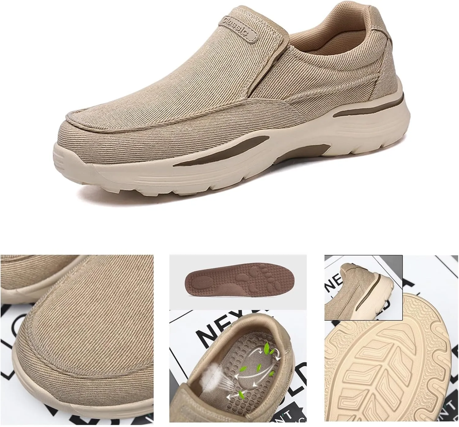Mens Boat Shoes,Casual Breathable Soft Deck Shoes Mens,Comfy Lightweight Slip Resistant Mens Loafers Slip On Shoes,with Non-Marking Outsole and Drainage
