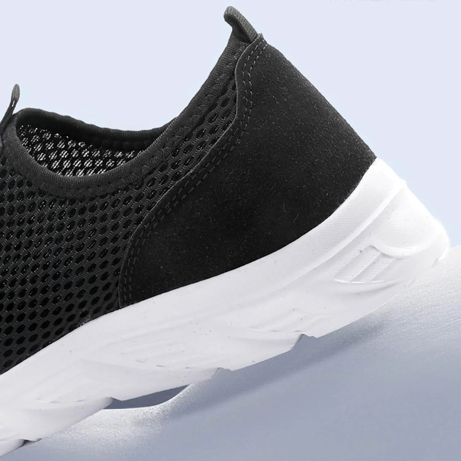 Men's Breathable Mesh Walking Shoes, Comfortable Adjustable Slip on Sneakers for Spring/Summer Daily Wear, Great for Outdoor Travel and City Strolls Fashion Thick Bottom Black Sneaker