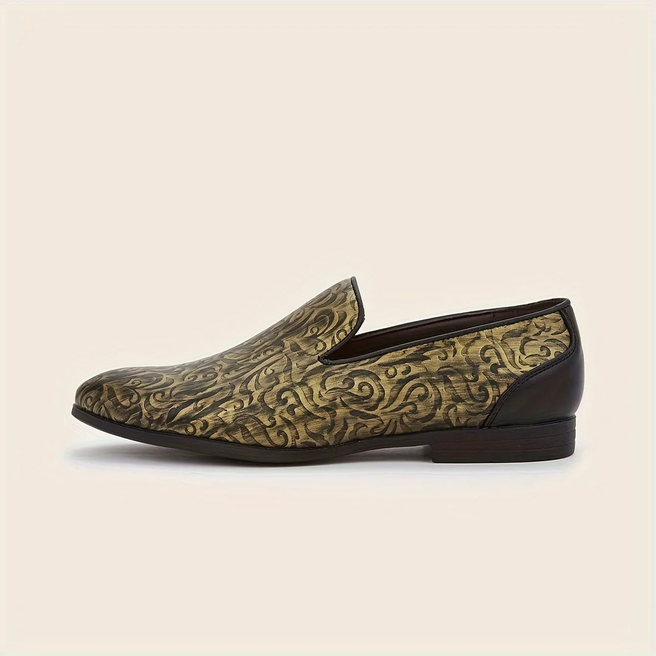 Men's Bronze Color Elegant PU Leather Dress Shoes With PVC Sole