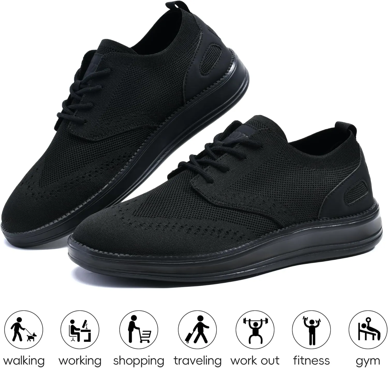 Mens Casual Dress Shoes Loafers Walking Sneakers Mesh Breathable Comfortable Lightweight Tennis Sneakers Fashion Lace Up Oxfords Business Shoes Soft Sole Zapatos