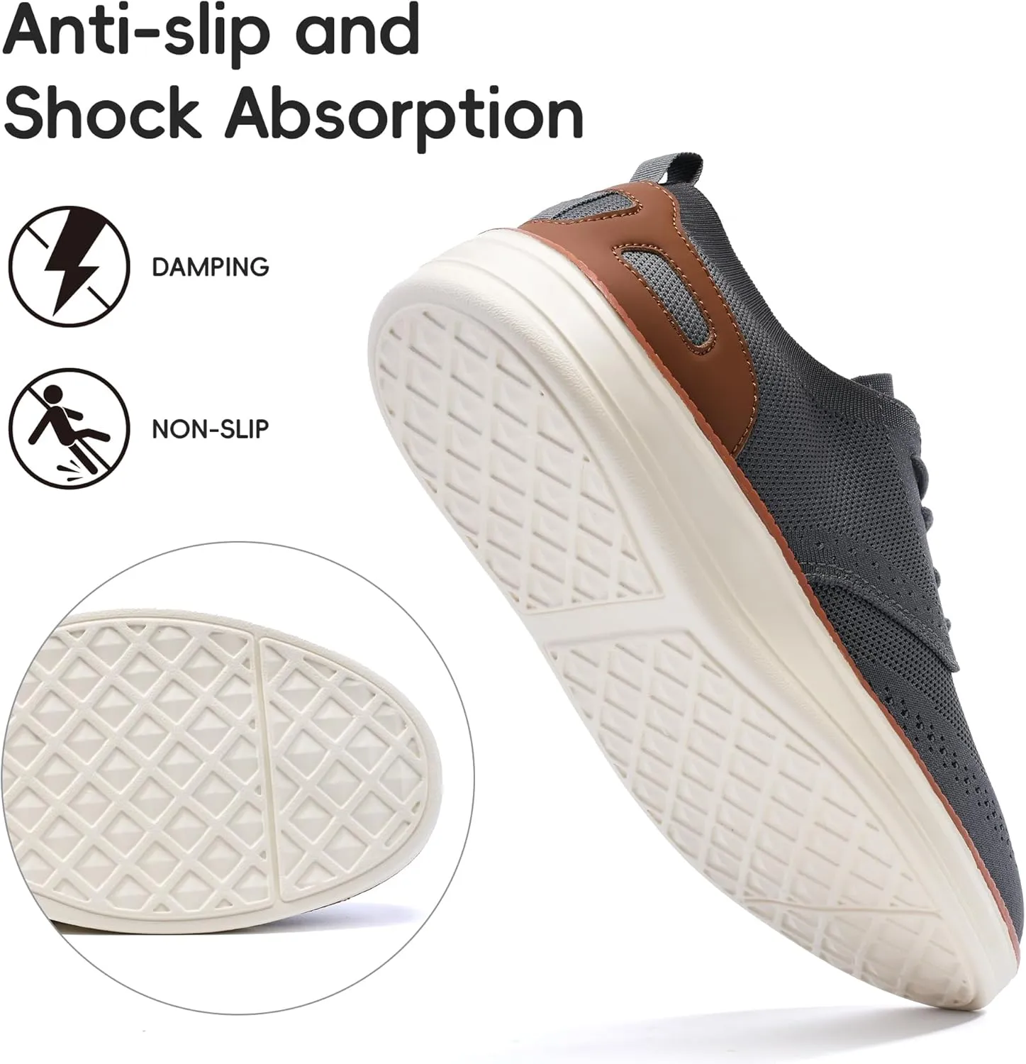 Mens Casual Dress Shoes Loafers Walking Sneakers Mesh Breathable Comfortable Lightweight Tennis Sneakers Fashion Lace Up Oxfords Business Shoes Soft Sole Zapatos
