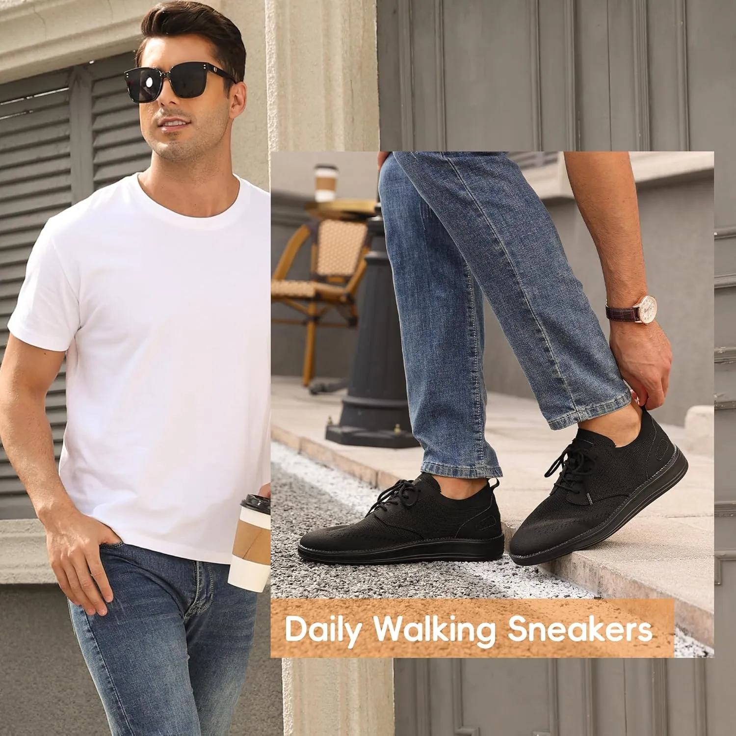 Mens Casual Dress Shoes Loafers Walking Sneakers Mesh Breathable Comfortable Lightweight Tennis Sneakers Fashion Lace Up Oxfords Business Shoes Soft Sole Zapatos
