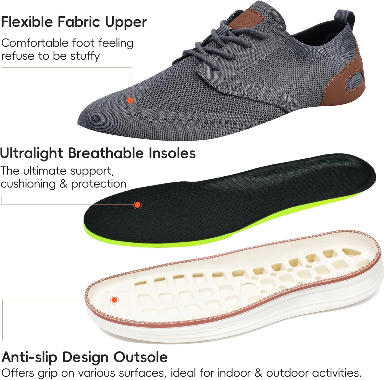 Mens Casual Dress Shoes Loafers Walking Sneakers Mesh Breathable Comfortable Lightweight Tennis Sneakers Fashion Lace Up Oxfords Business Shoes Soft Sole Zapatos