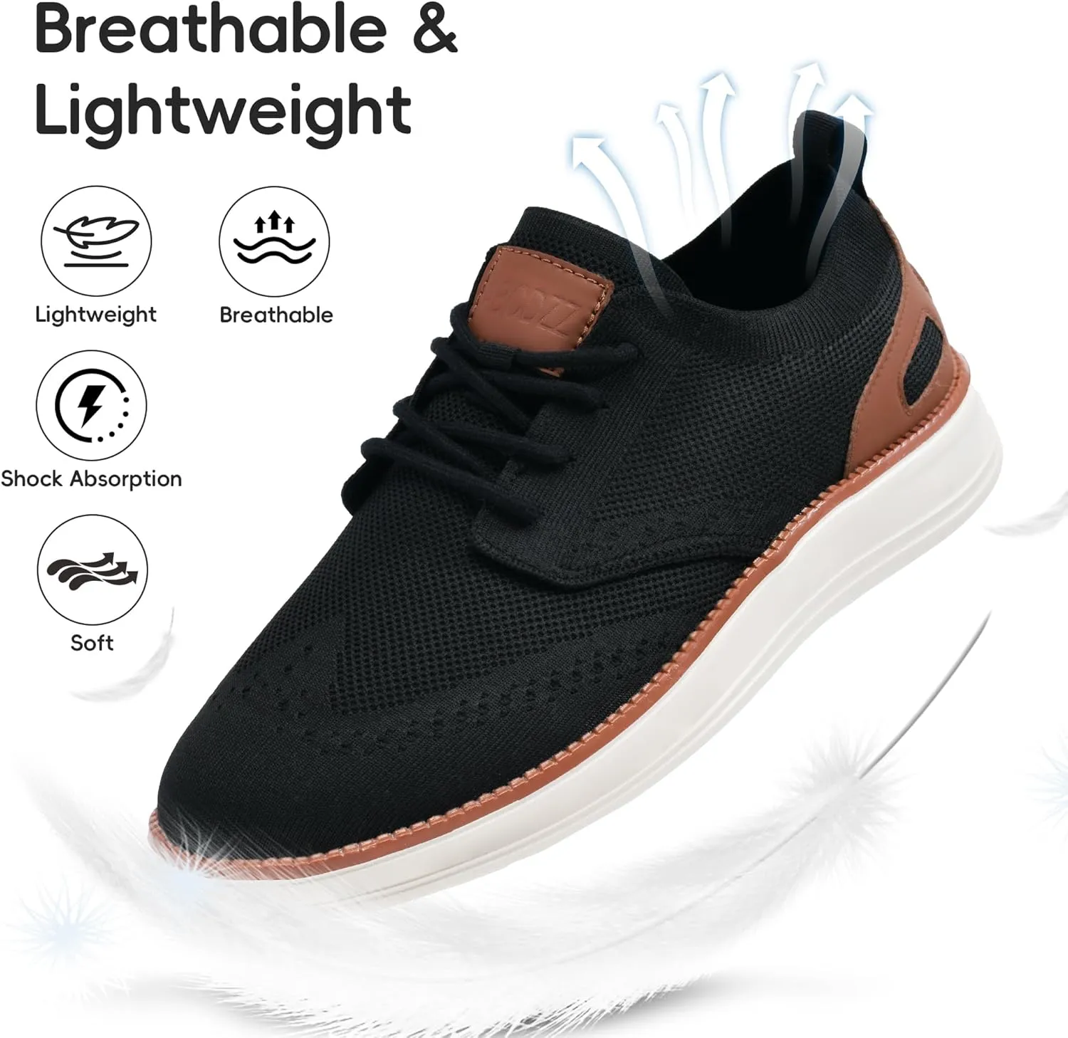 Mens Casual Dress Shoes Loafers Walking Sneakers Mesh Breathable Comfortable Lightweight Tennis Sneakers Fashion Lace Up Oxfords Business Shoes Soft Sole Zapatos