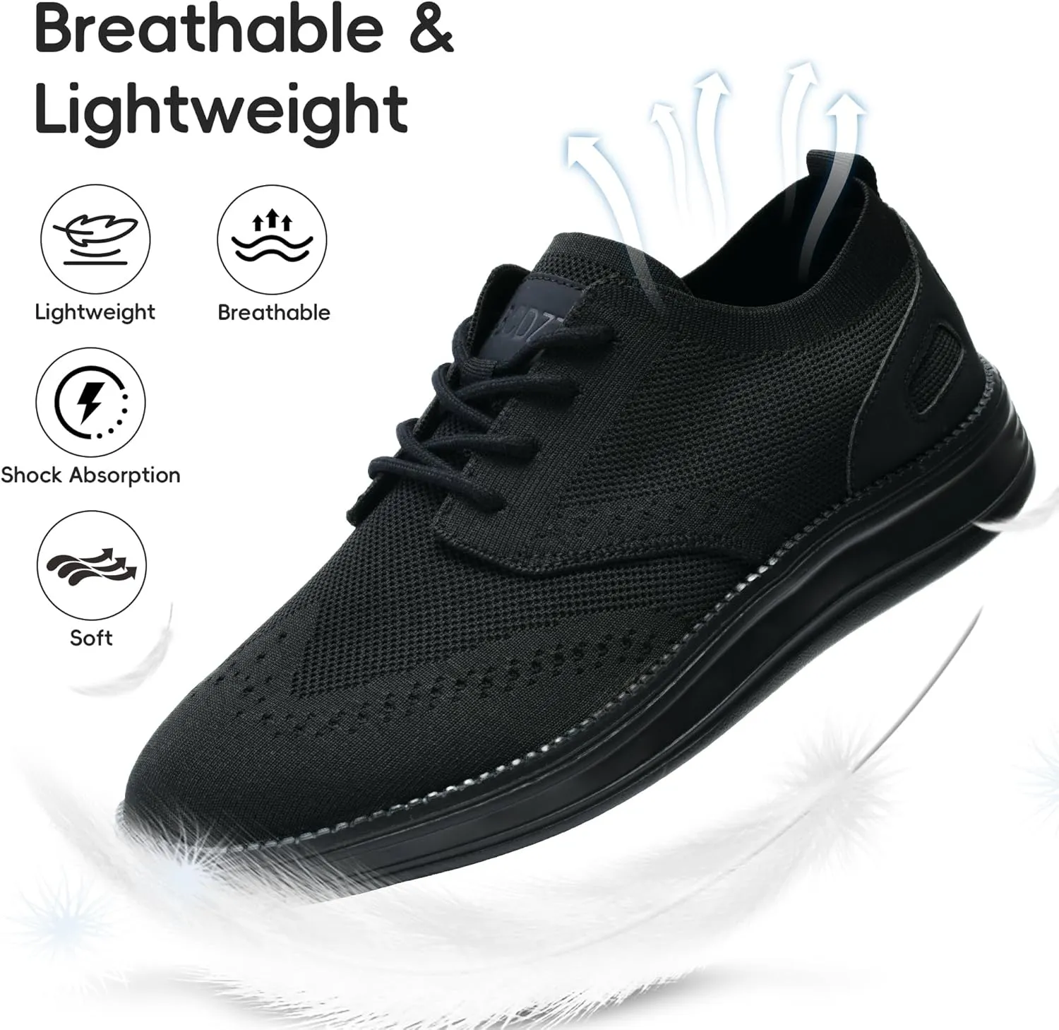 Mens Casual Dress Shoes Loafers Walking Sneakers Mesh Breathable Comfortable Lightweight Tennis Sneakers Fashion Lace Up Oxfords Business Shoes Soft Sole Zapatos