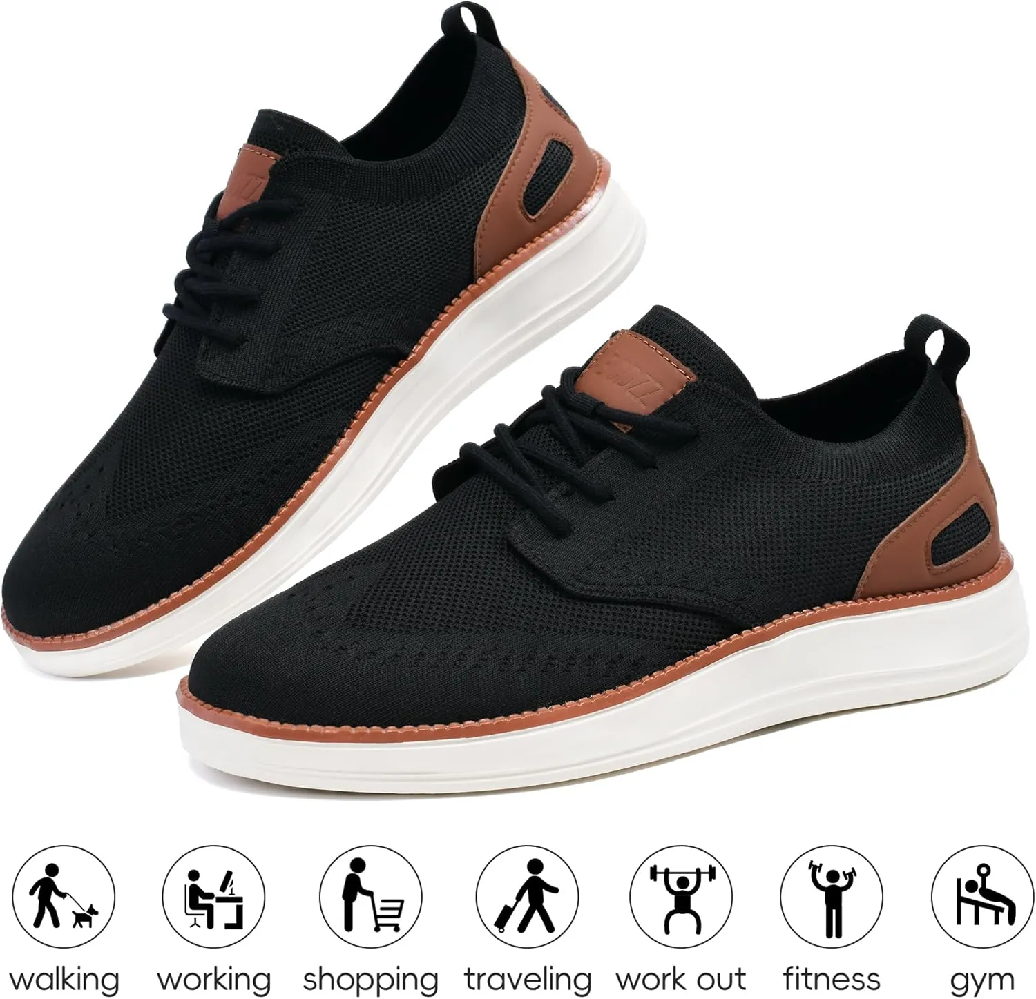 Mens Casual Dress Shoes Loafers Walking Sneakers Mesh Breathable Comfortable Lightweight Tennis Sneakers Fashion Lace Up Oxfords Business Shoes Soft Sole Zapatos