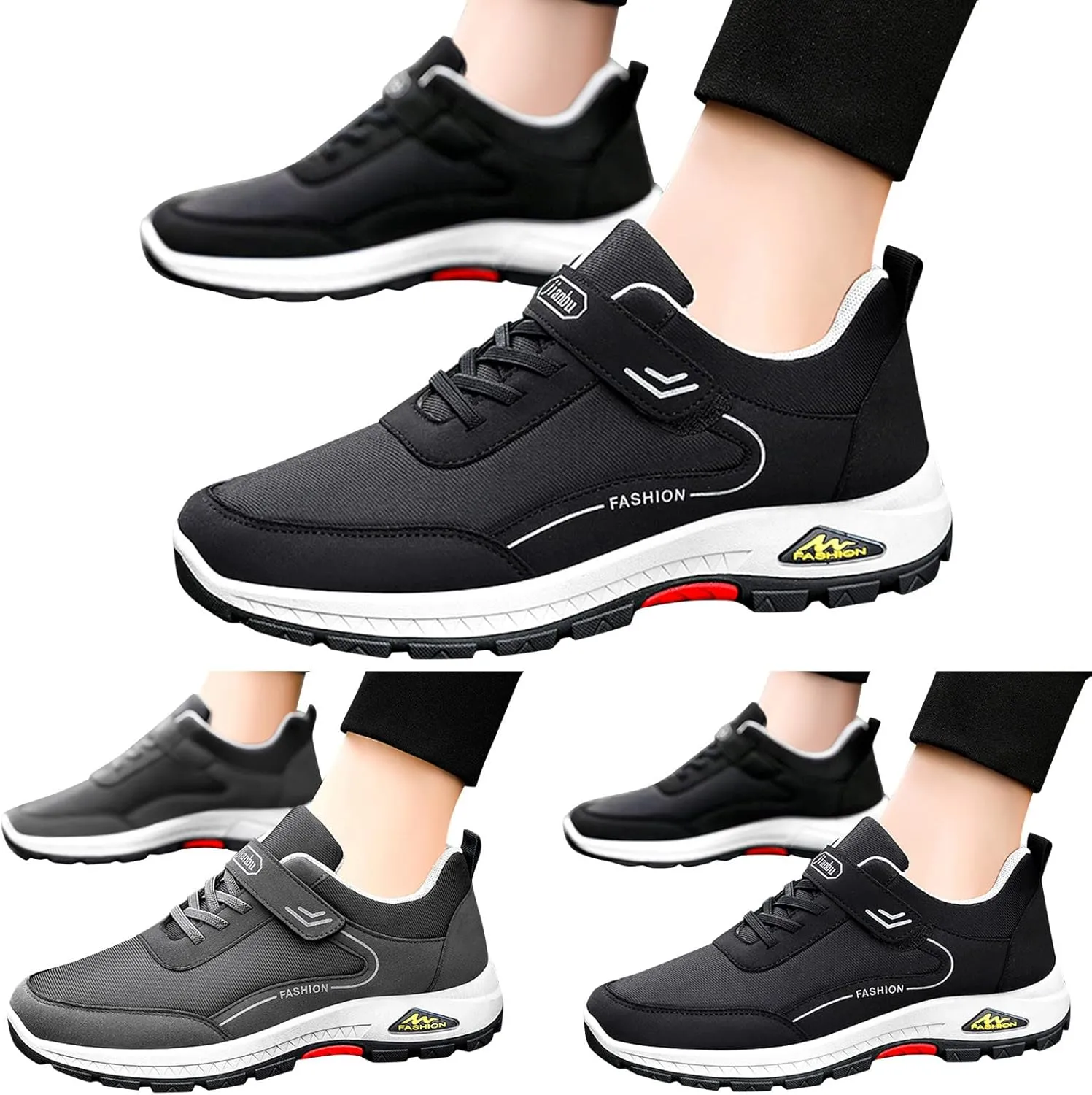 Men’s Everyday Sneakers Fashion Spring and Summer Men Sports Shoes Soft Sole Non Slip Solid Color Lace Up Minimalist