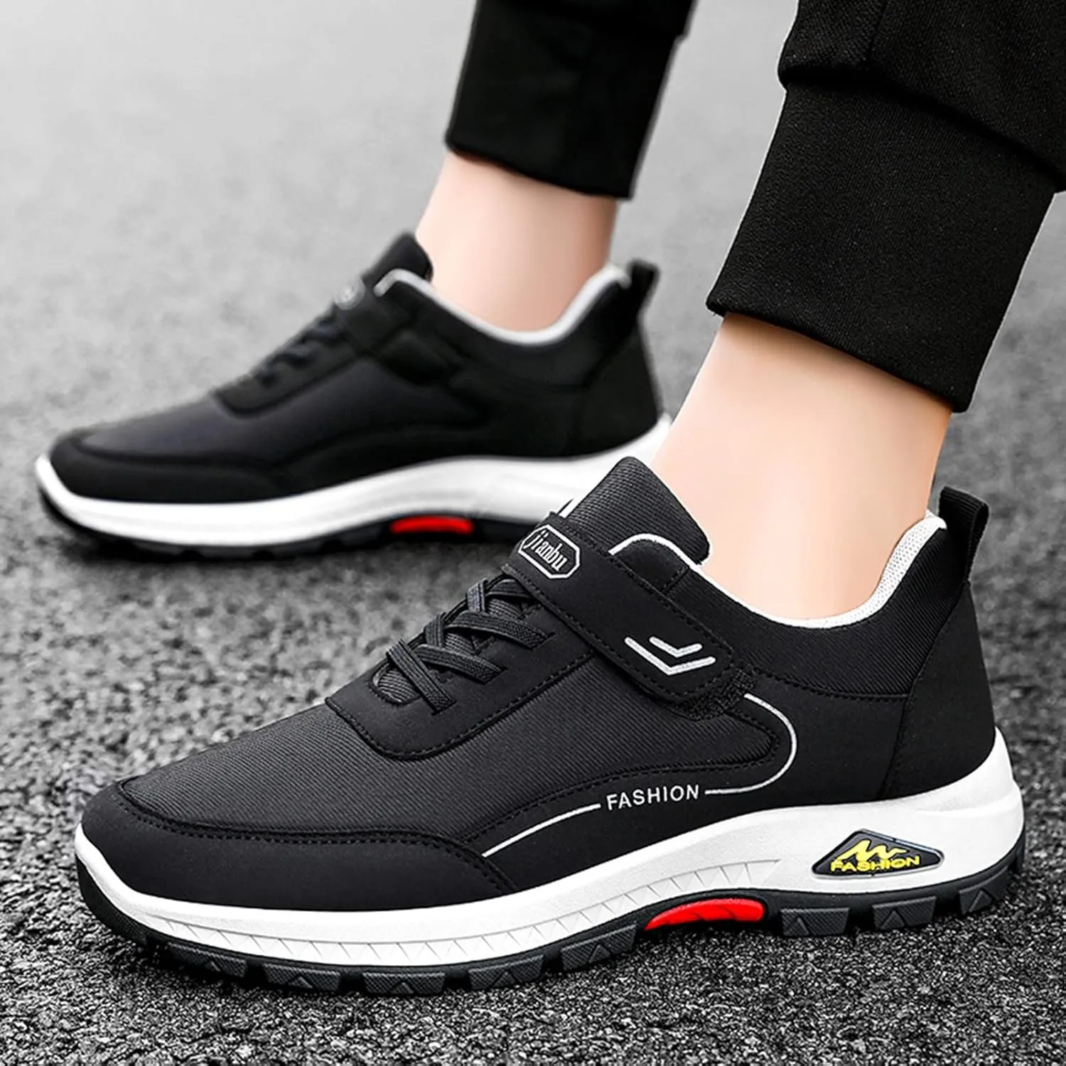 Men’s Everyday Sneakers Fashion Spring and Summer Men Sports Shoes Soft Sole Non Slip Solid Color Lace Up Minimalist