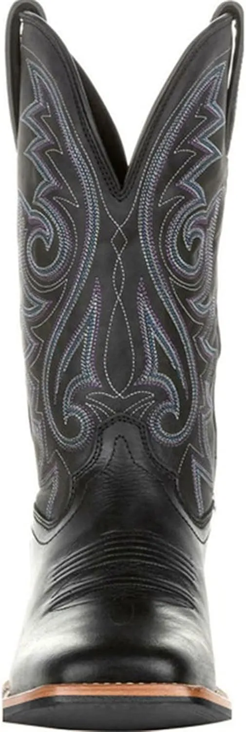 Men's Fashion High Tube Embroidery Retro Leather Boots Men's Wide-head Western Cowboy Boots Middle Tube Thick Boots