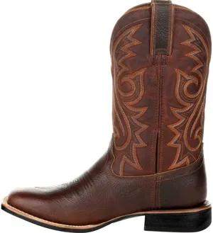 Men's Fashion High Tube Embroidery Retro Leather Boots Men's Wide-head Western Cowboy Boots Middle Tube Thick Boots